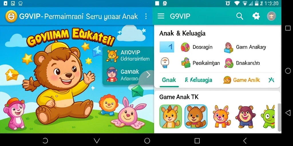 Tampilan antarmuka interaktif dari aplikasi G9VIP untuk anak-anak.