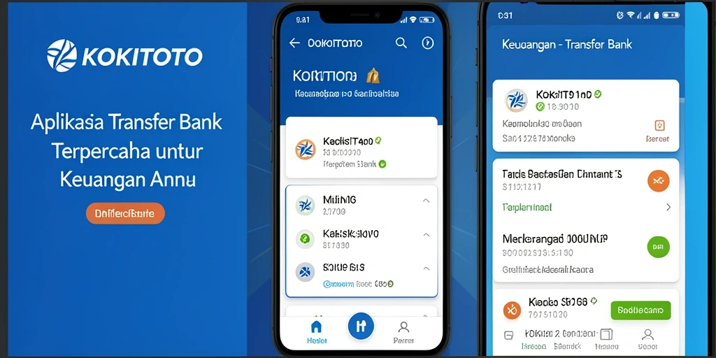Tampilan antarmuka pengguna aplikasi KOKITOTO untuk transfer bank.